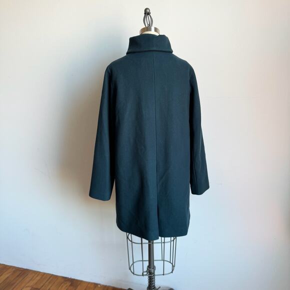 Vintage 2000s SESSÙN Teal Green Wool Blend Funnel Neck Coat - Picture 6 of 13